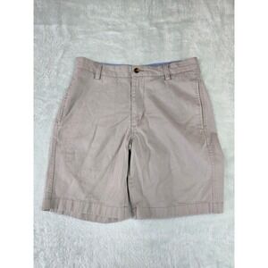 Chaps Mens Light Nick Tan Cotton Twill Chino Shorts Size 30 Flat Front Casual